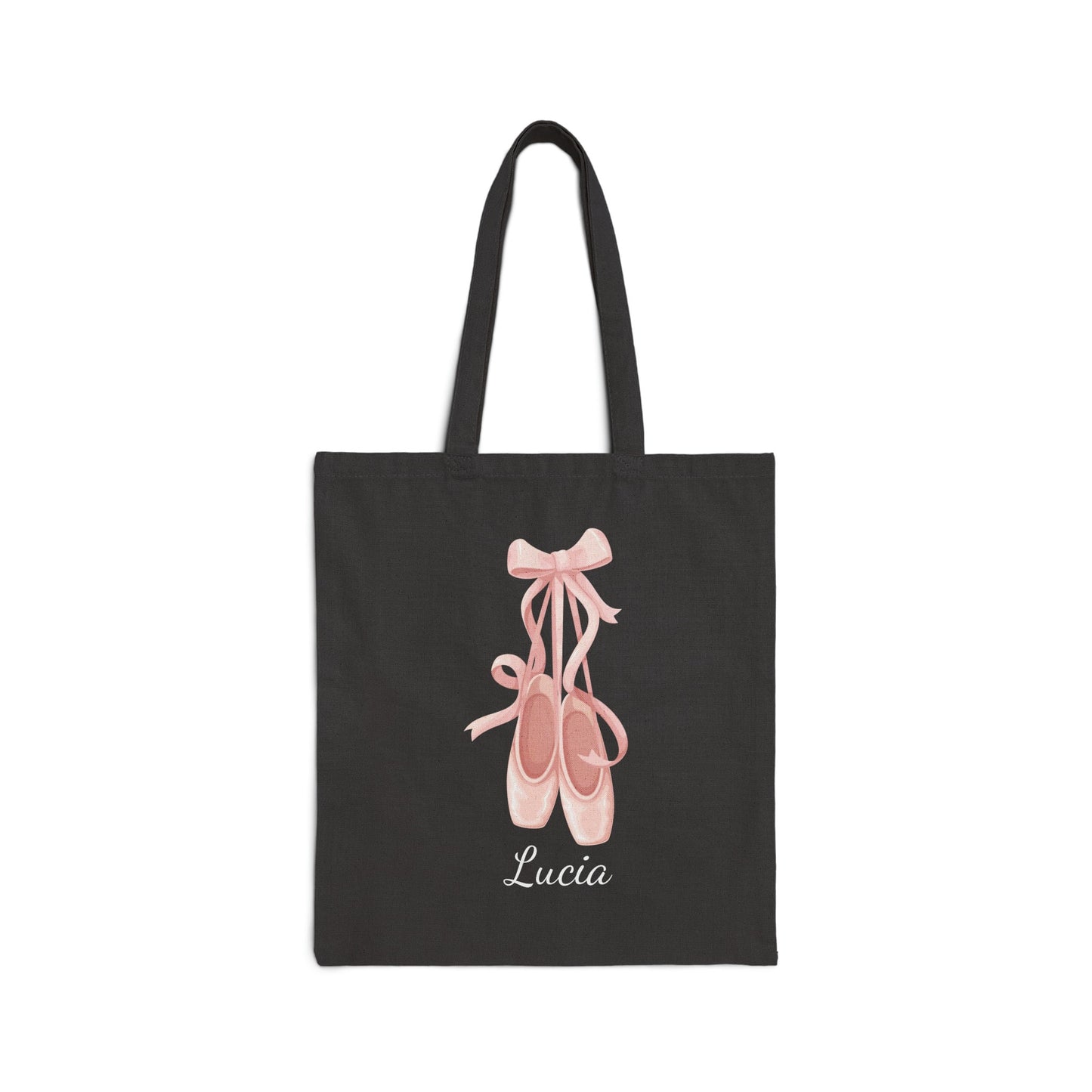 Black Custom Name Ballet Slipper Canvas Tote